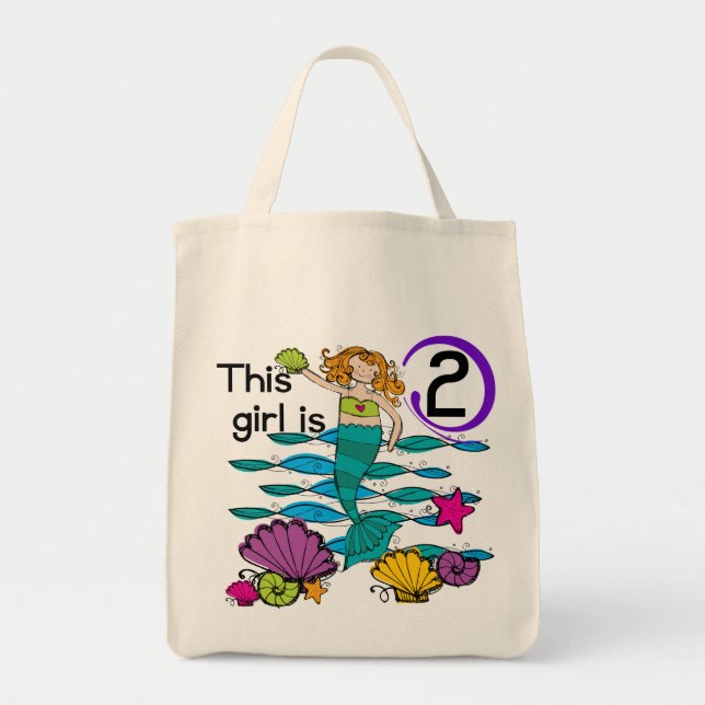 Mermaid 2nd Birthday Tshirts and Gifts Tote Bag (Front)