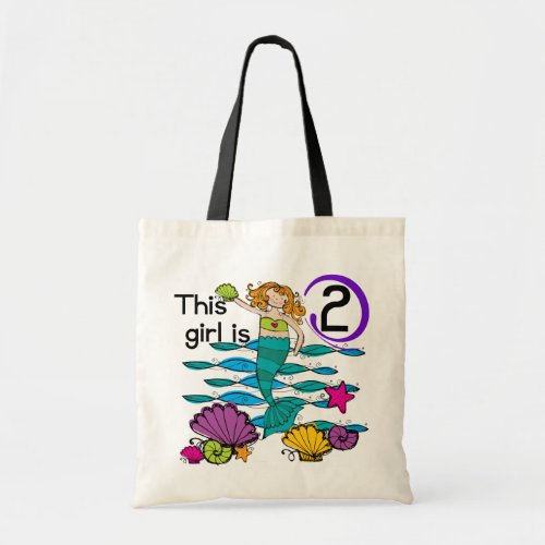 Mermaid 2nd Birthday Tshirts and Gifts Tote Bag