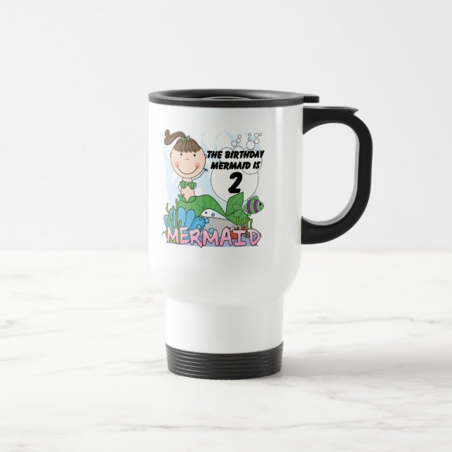 Mermaid 2nd Birthday Tshirts and Gifts Travel Mug (Right)
