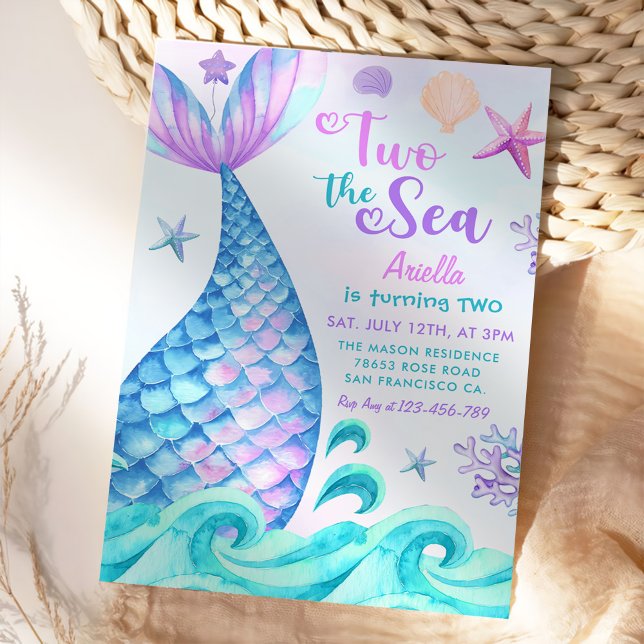  Mermaid 2nd Birthday Two The Sea Party  Invitation (Creator Uploaded)