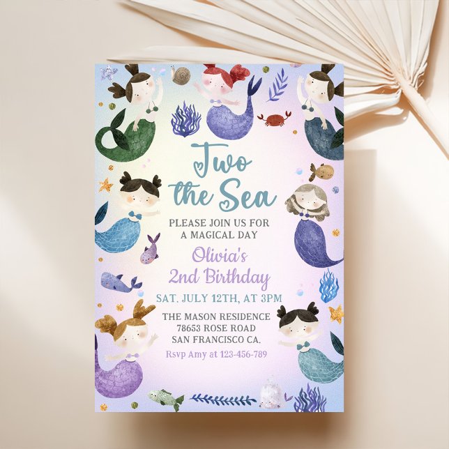  Mermaid 2nd Birthday Two The Sea Party  Invitation (Creator Uploaded)