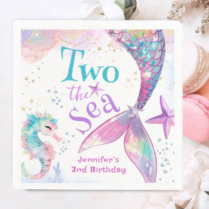 Mermaid 2nd Birthday Two The Sea Pink Paper  Napkins