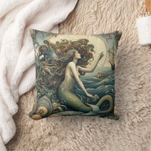Mermaid 3 throw pillow