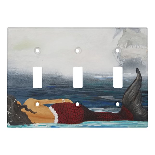 Mermaid 3-toggle light switch cover (Front)