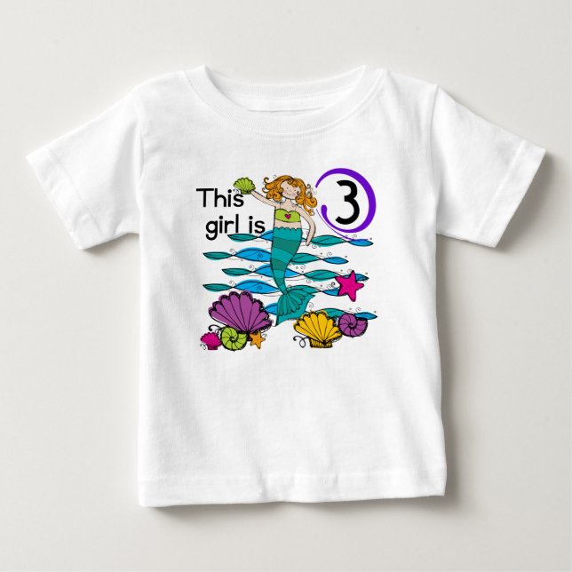 Mermaid 3rd Birthday T shirts and Gifts (Front)