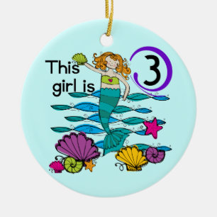 Mermaid 3rd Birthday T shirts and Gifts Ceramic Ornament