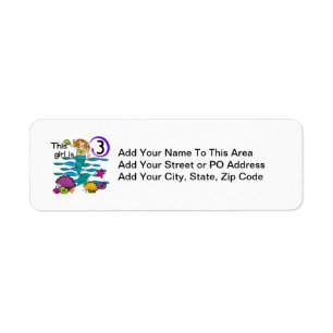 Mermaid 3rd Birthday T shirts and Gifts Label