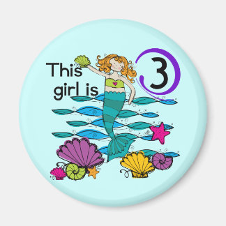 Mermaid 3rd Birthday T shirts and Gifts Magnet
