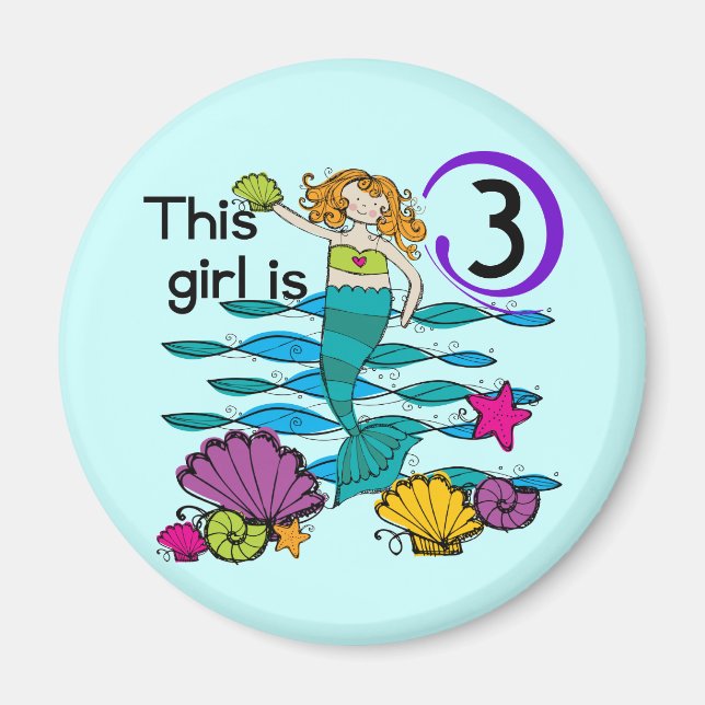 Mermaid 3rd Birthday T shirts and Gifts Magnet (Front)