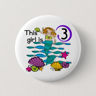 Mermaid 3rd Birthday T shirts and Gifts Pinback Button
