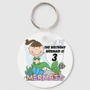 Mermaid 3rd Birthday Tshirts and Gifts Keychain