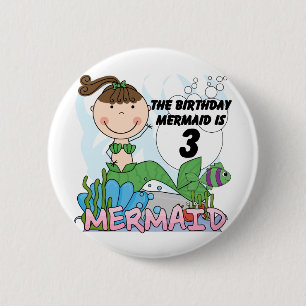 Mermaid 3rd Birthday Tshirts and Gifts Pinback Button