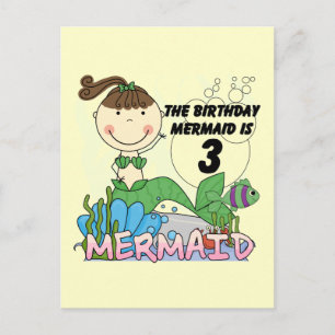 Mermaid 3rd Birthday Tshirts and Gifts Postcard