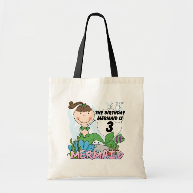 Mermaid 3rd Birthday Tshirts and Gifts Tote Bag (Front)