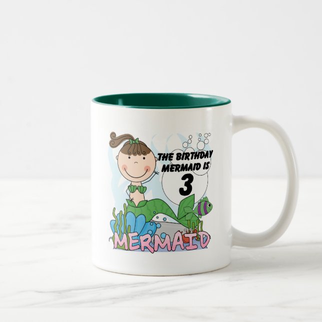 Mermaid 3rd Birthday Tshirts and Gifts Two-Tone Coffee Mug (Right)