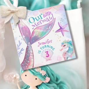 Mermaid 3rd Birthday Under The Sea Pink Mermaid Favor Tags