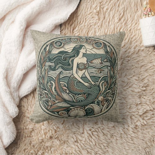 Mermaid 4 throw pillow