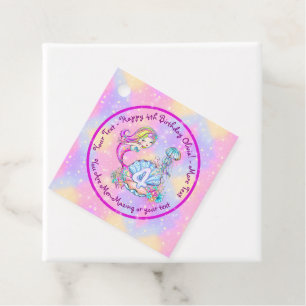 Mermaid 4th Birthday Change Edit Text Personalize Favor Tags