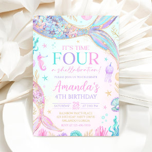 Mermaid 4th Birthday Invitation