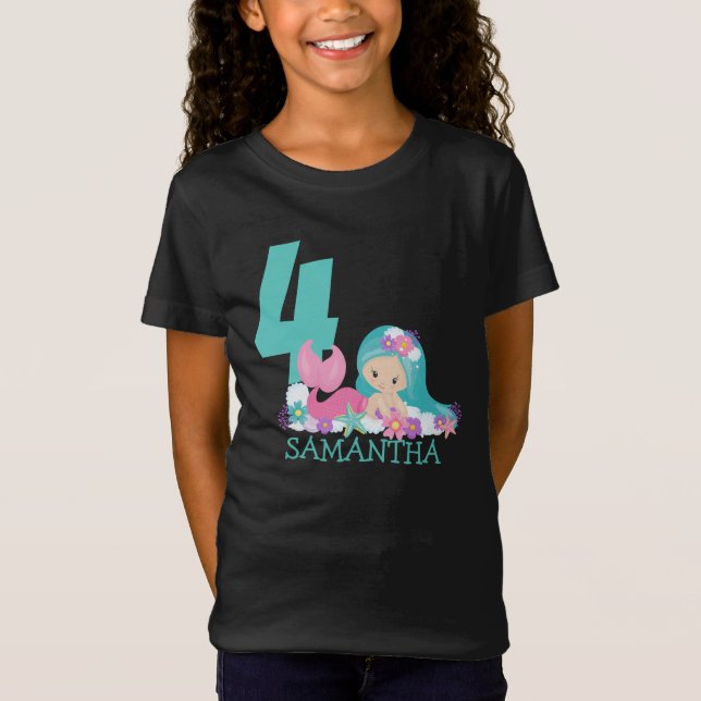 Mermaid 4th birthday Marina – Of the sea T-Shirt (Front)