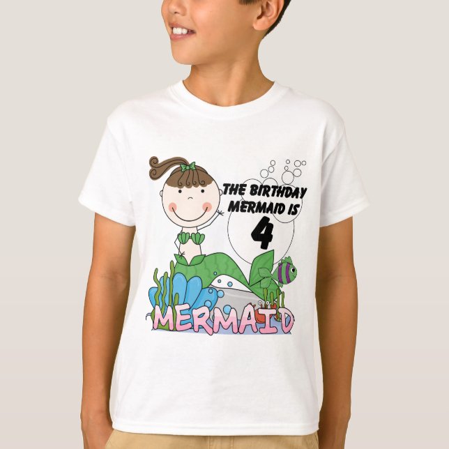 Mermaid 4th Birthday T-shirts and Gifts (Front)