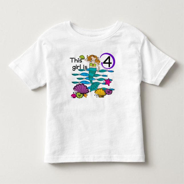 Mermaid 4th Birthday Tshirts and Gifts (Front)