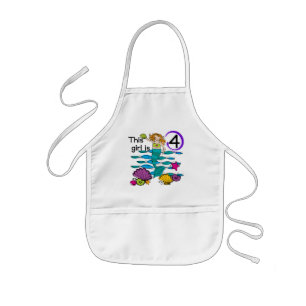 Mermaid 4th Birthday Tshirts and Gifts Kids' Apron