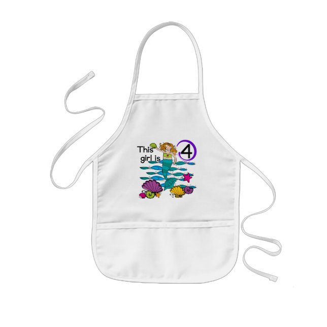 Mermaid 4th Birthday Tshirts and Gifts Kids' Apron (Front)