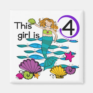 Mermaid 4th Birthday Tshirts and Gifts Magnet