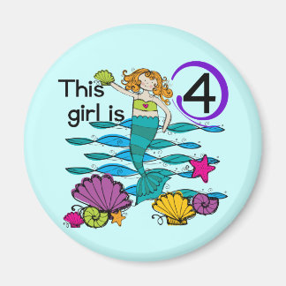 Mermaid 4th Birthday Tshirts and Gifts Magnet