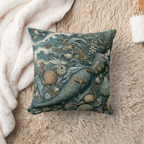 Mermaid 5 throw pillow