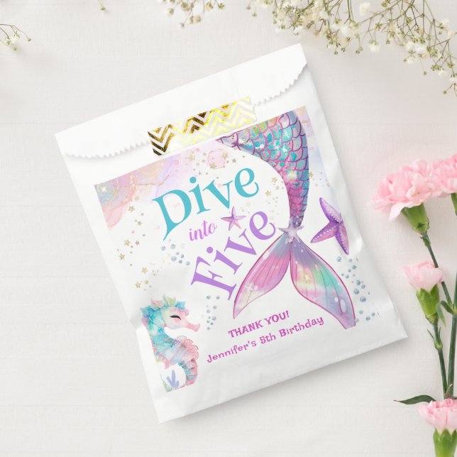 Mermaid 5th Birthday Dive into Five Favor Bag (Sealed)