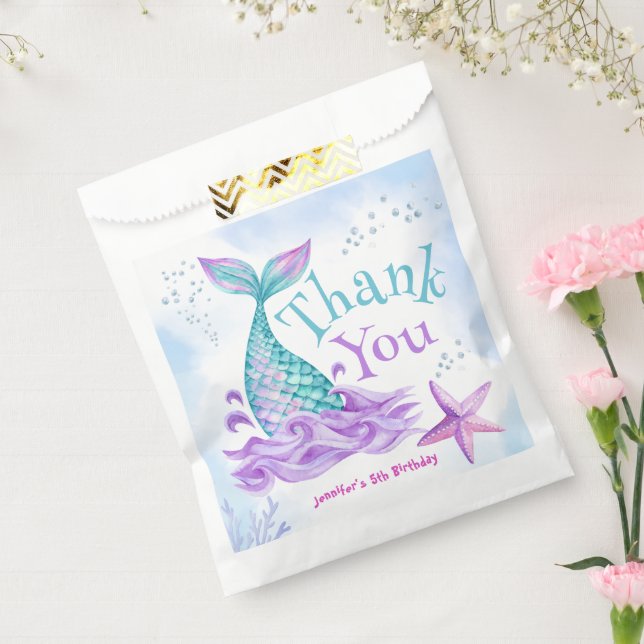 Mermaid 5th Birthday Dive into Five Favor Bag (Sealed)