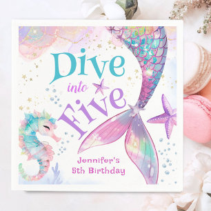 Mermaid 5th Birthday Dive into Five Paper Napkins