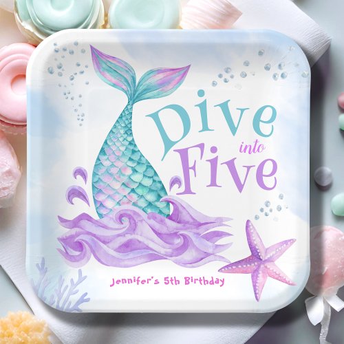 Mermaid 5th Birthday  Dive into Five Paper Plates