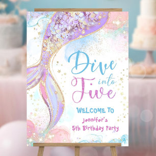 Mermaid 5th Birthday Dive into Five Welcome Sign