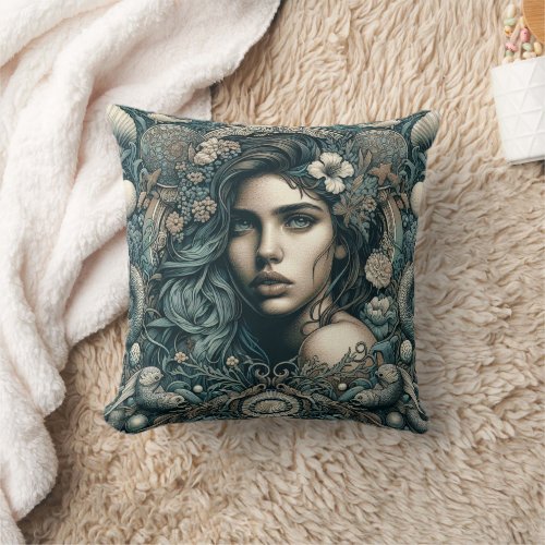 Mermaid  6 throw pillow
