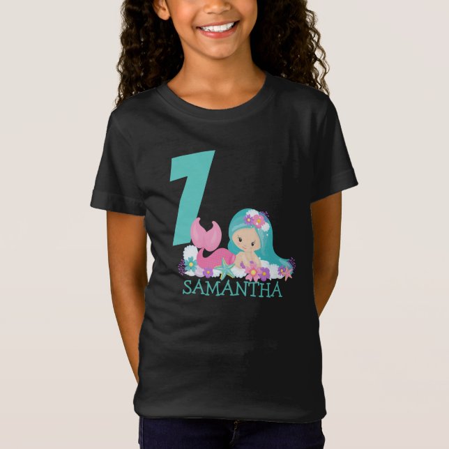 Mermaid 7th birthday Marina – Of the sea T-Shirt (Front)