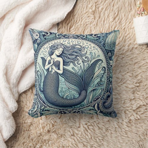 Mermaid 8 throw pillow
