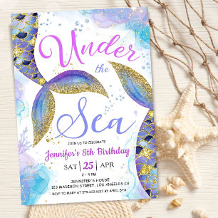 Mermaid 8th Birthday Girl Under the Sea Invitation