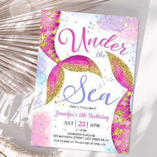 Mermaid 8th Birthday Party Girl Under the Sea Invitation