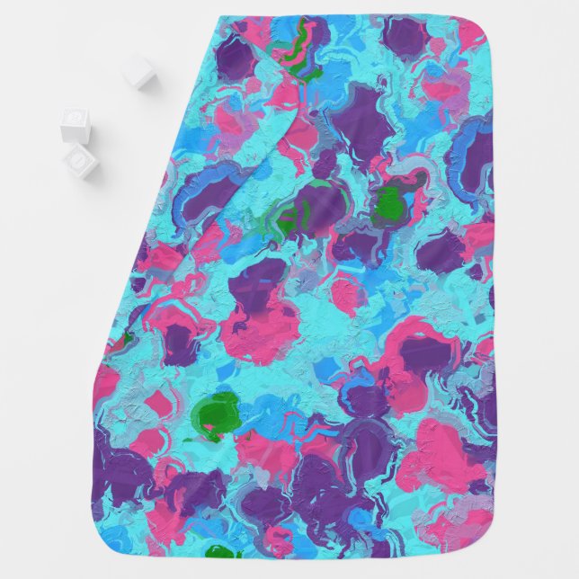 Mermaid Abstract Splatter Baby Blanket (In Situ)