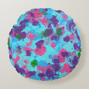 Mermaid Abstract Splatter Round Pillow