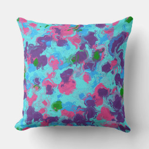 Mermaid Abstract Splatter Throw Pillow