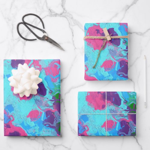 Mermaid Abstract Splatter Wrapping Paper Sheets