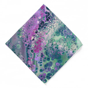 Mermaid Acrylic Pour, Cool Colorful Abstract Bandana