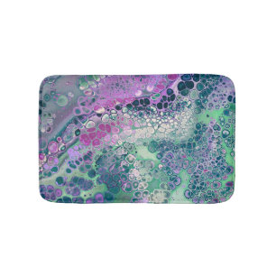 Mermaid Acrylic Pour, Cool Colorful Abstract Bath Mat