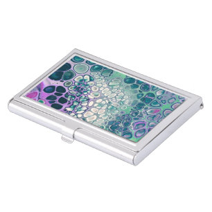 Mermaid Acrylic Pour, Cool Colorful Abstract Business Card Case