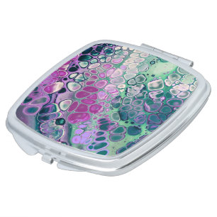 Mermaid Acrylic Pour, Cool Colorful Abstract Compact Mirror