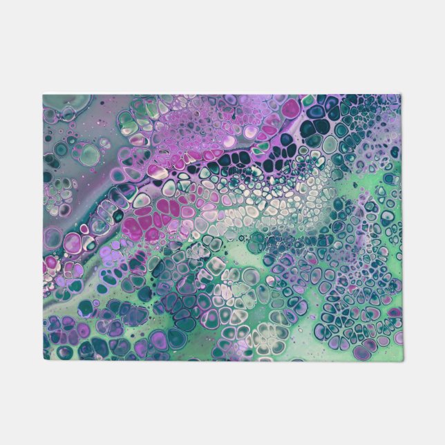 Mermaid Acrylic Pour, Cool Colorful Abstract Doormat (Front)